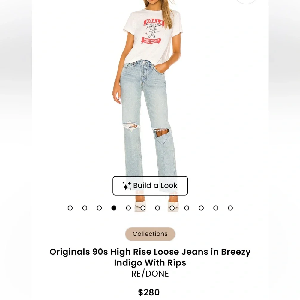 Re/Done 24 Originals 90s High Rise Loose Blue Jeans Breezy Indigo Rips Rigid - Picture 8 of 8